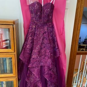 Dark pink strapless prom dress